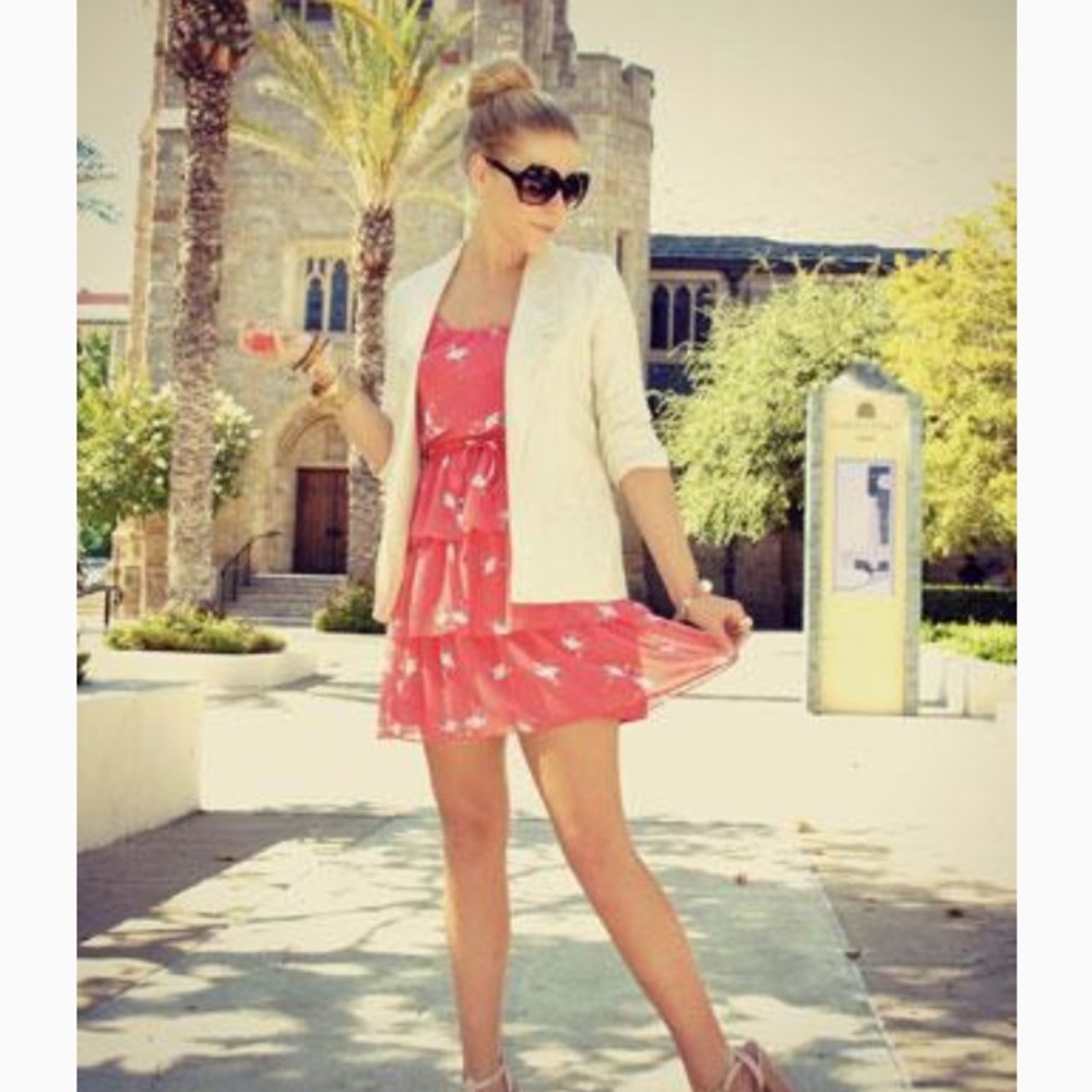 Lauren Conrad Flamingo Chiffon Dress